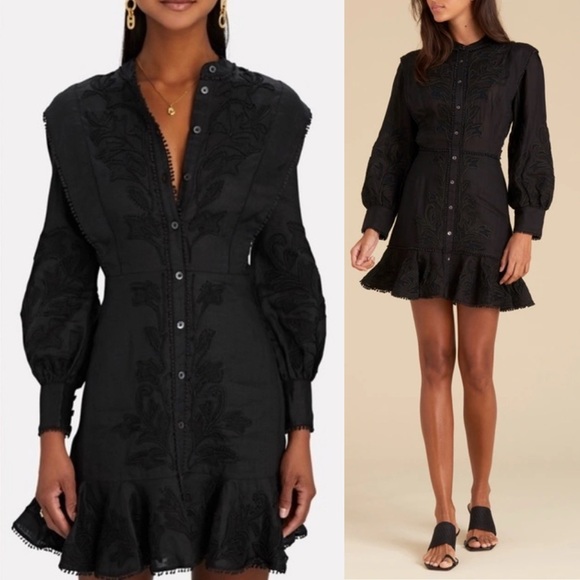 Veronica Beard Dresses & Skirts - Veronica Beard Analeah Embroidered Poplin Dress in Black